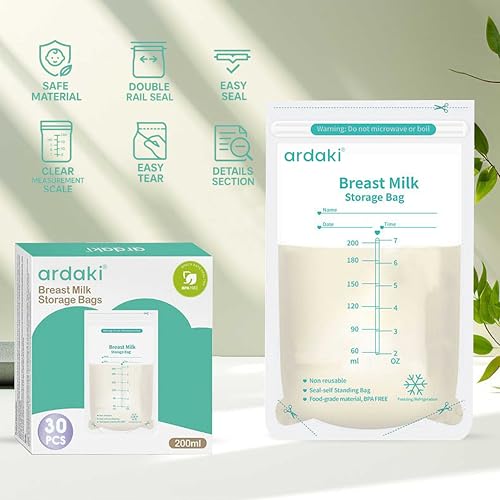 ARDAKI Breast Milk Storage Bags - 30 Count | Pre-Sterilized, Leak-Proof, BPA-Free, Double Zipper Seal | Freezer Safe Breastmilk Saver Bags for Feeding Moms Breast Milk Storage Bottle Container Fridge - Image 3