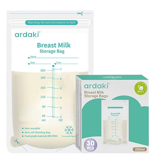 ARDAKI Breast Milk Storage Bags - 30 Count | Pre-Sterilized, Leak-Proof, BPA-Free, Double Zipper Seal | Freezer Safe Breastmilk Saver Bags for Feeding Moms Breast Milk Storage Bottle Container Fridge - Image 1