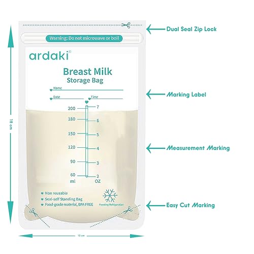 ARDAKI Breast Milk Storage Bags - 30 Count | Pre-Sterilized, Leak-Proof, BPA-Free, Double Zipper Seal | Freezer Safe Breastmilk Saver Bags for Feeding Moms Breast Milk Storage Bottle Container Fridge - Image 2