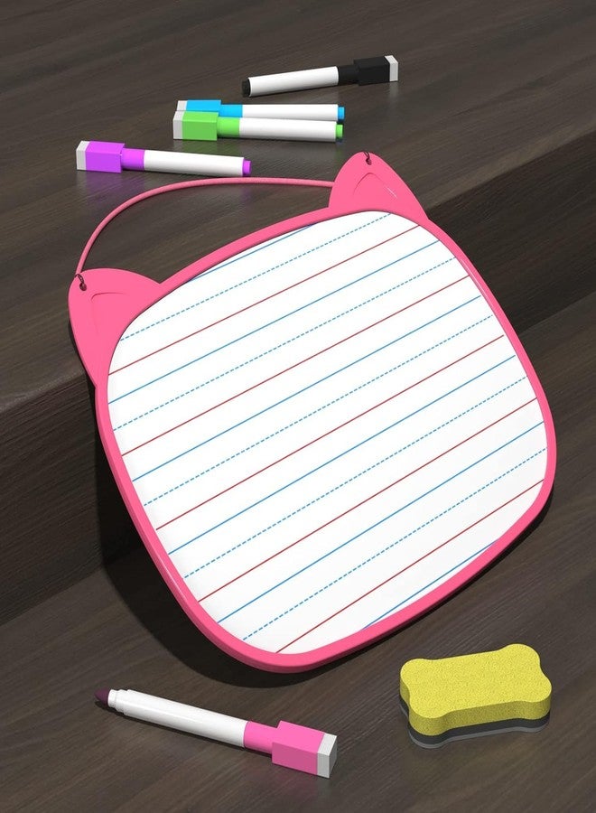 ALL SUMMER Small White Board, Small White Board 12x9 with 5pcs Dry Erase Markers, Double Sided Lapboard with Lines, Mini Hanging Whiteboard for Office (Pink) - Image 3