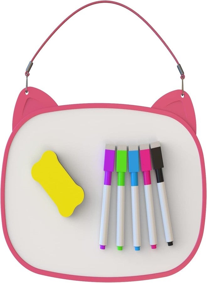ALL SUMMER Small White Board, Small White Board 12x9 with 5pcs Dry Erase Markers, Double Sided Lapboard with Lines, Mini Hanging Whiteboard for Office (Pink) - Image 1
