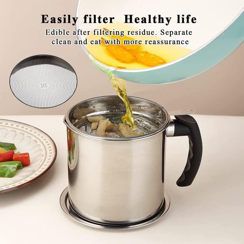VIPREKHO Kitchen Oil Filter Bacon Grease Container Iiron Storage Can Pot Stainless Steel Household Oil Separator for Filter Rresidue Frying Cooking Oil Fryer Refining Best Oil Health Shaver - Image 2