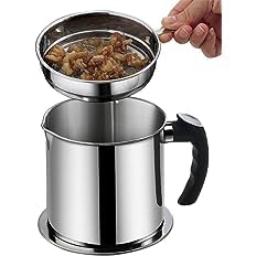 VIPREKHO Kitchen Oil Filter Bacon Grease Container Iiron Storage Can Pot Stainless Steel Household Oil Separator for Filter Rresidue Frying Cooking Oil Fryer Refining Best Oil Health Shaver - Image 3