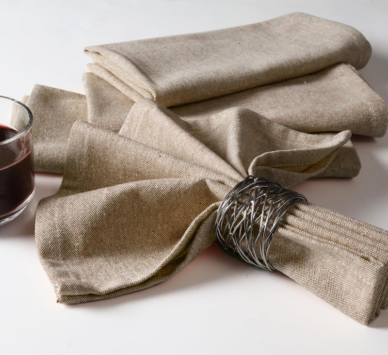 Native Fab Solid Cloth Napkin Set of 4 100 Chambray Cotton Washable Reusable Dinner Cloth Napkin 17x17 inches Table Decor Napkins for Dinner Events Brown - Image 2
