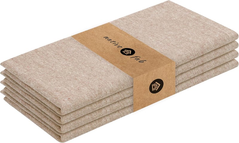 Native Fab Solid Cloth Napkin Set of 4 100 Chambray Cotton Washable Reusable Dinner Cloth Napkin 17x17 inches Table Decor Napkins for Dinner Events Brown - Image 1