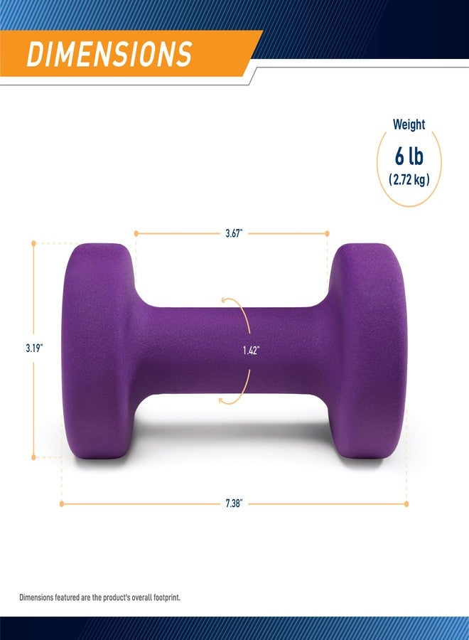 Marcy Neoprene Dumbbell, Single Piece, 6-lb, Eggplant - Image 2
