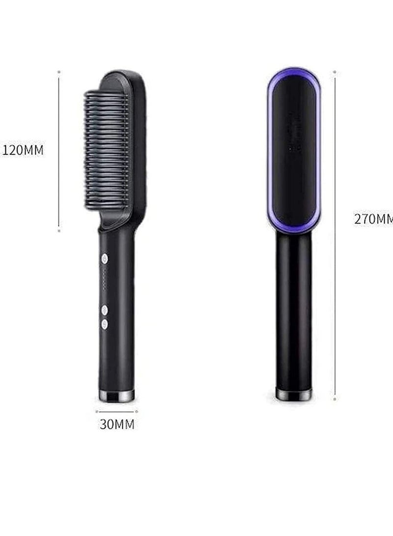 Hair Straightener Brush, 2 in 1 Hair Straightener,Professional Electric Hair Straightener Curler Anion Hair Straightening Comb,for Professional Salon at Home (White) (Black) - Image 3