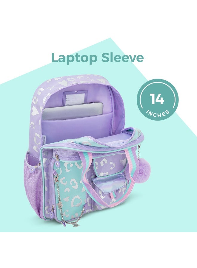 Eazy Kids 17” 3-Piece School Backpack with Lunch Bag & Pencil Case, Purple - Image 3
