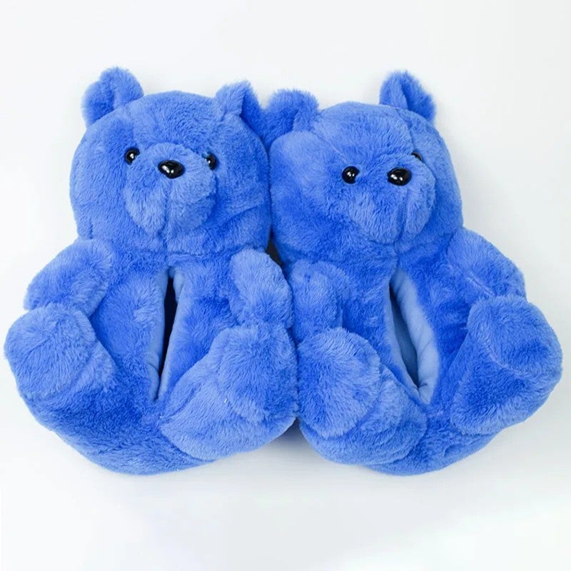 Y&D Lovely Fluffy Warm Faux Fur Teddy Bear Plush for Slippers for Kids Women Indoor Non-slip Winter House for Slippers Soft - Image 1