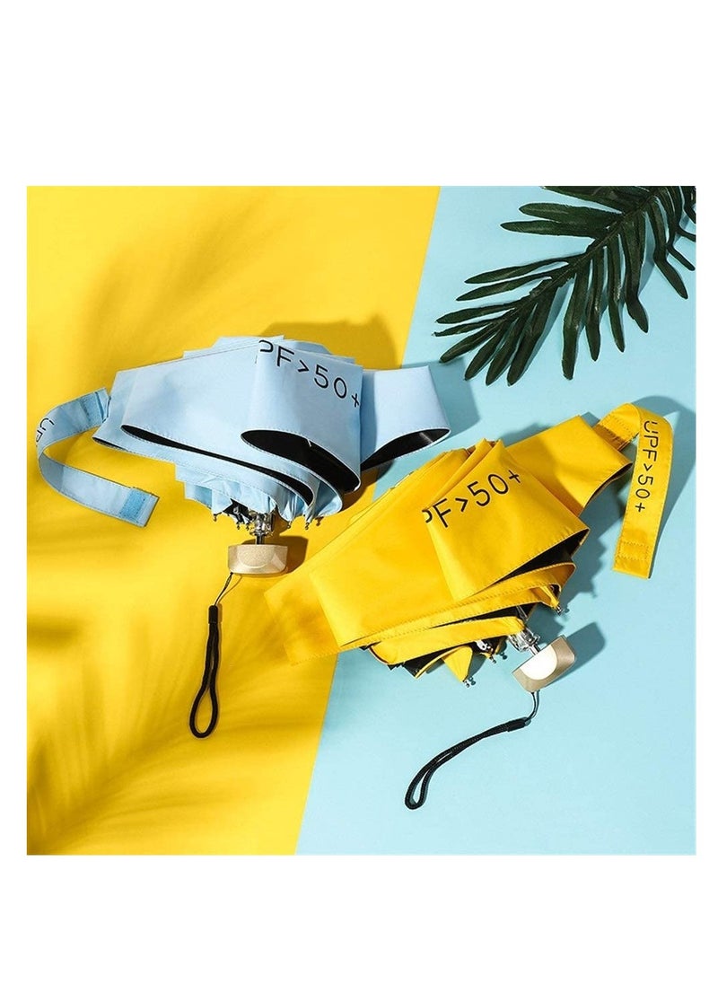 KASTWAVE - Folding Umbrellas Mini Travel Compact Windproof Umbrella Small Folding Lightweight Sun Rain Umbrellas Lightweight Portable Mini Compact Umbrellas with 95% UV Protection for Women Men - Image 1