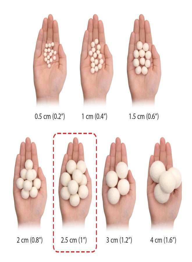 Glaciart One Wool Felt Balls, Felt Ball (240 Pieces) 2.5 Centimeters - 1 Inch, Handmade Felted Pure White Color - Bulk Small Puff for Felting and Garland - Image 4