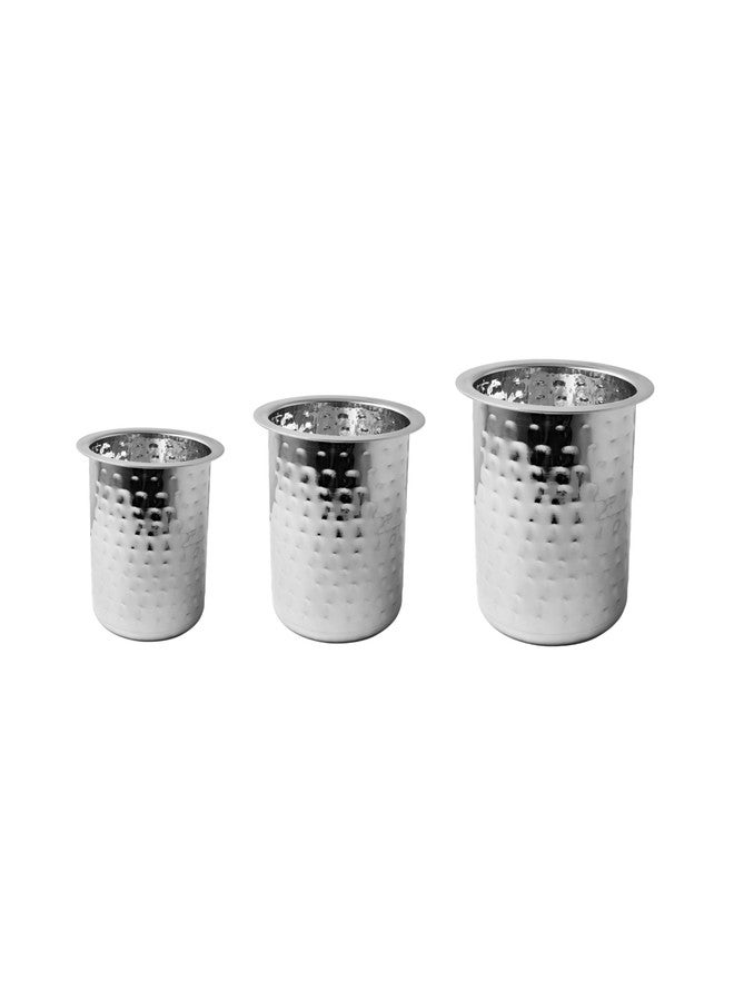 Embassy Set of 3 Stainless Steel Hammered Tope/Kolga/Patila | Size: 7-9 | Induction Friendly | Durable | Ideal for Boiling, Steaming & Cooking - Image 1