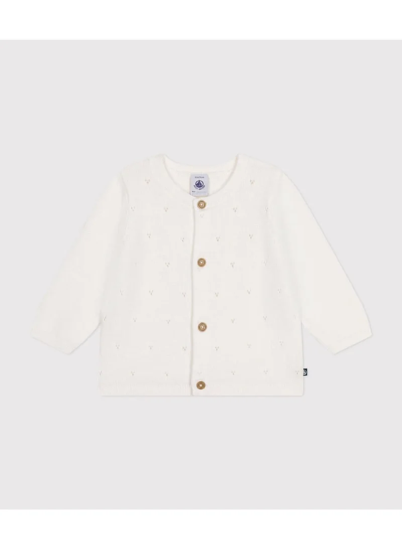 Petit Bateau Babies' Openwork Knitted Cotton Cardigan