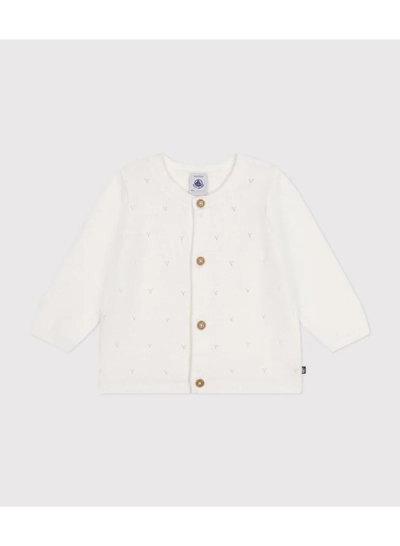 Petit Bateau Babies' Openwork Knitted Cotton Cardigan