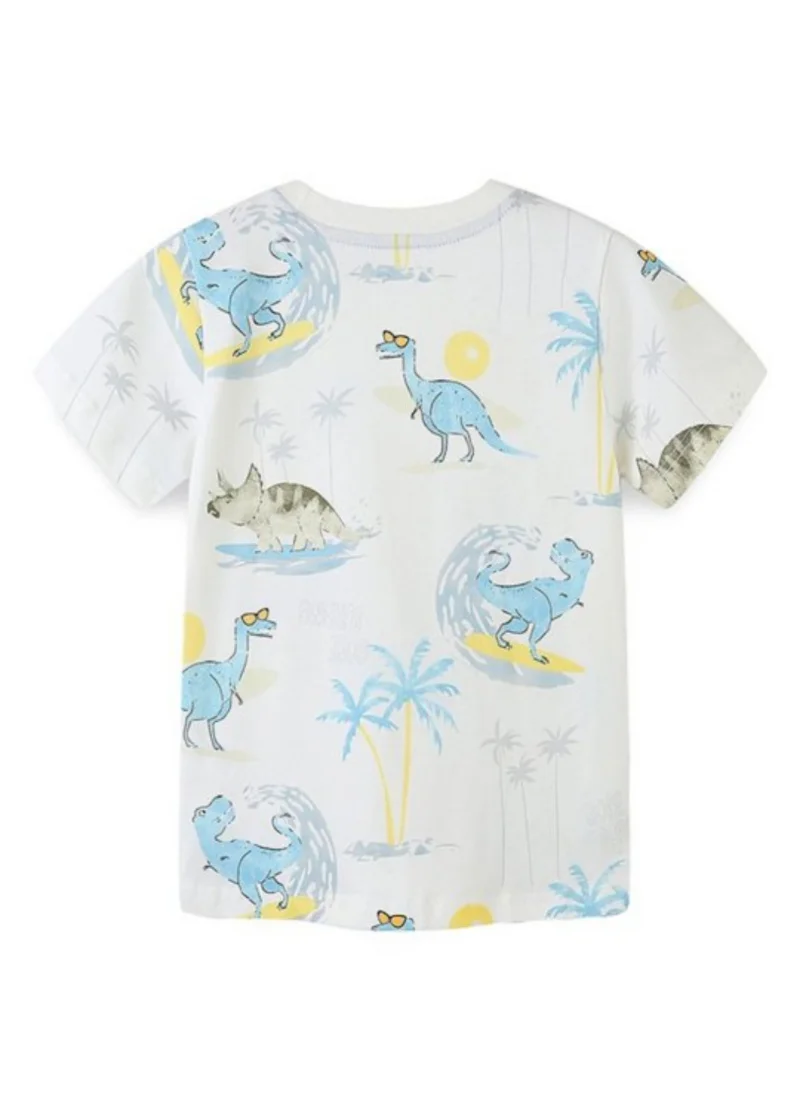 يونيكي White Conversational Printed Round Neck T-shirt