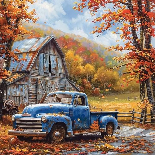 KTHOFCY 5D DIY Diamond Painting Kits for Adults, Wooden Truck Full Drill Embroidery Cross Stitch Crystal Rhinestone Paintings Pictures Arts Wall Decor Painting Dots Kits 11.8X11.8 inch - Image 1