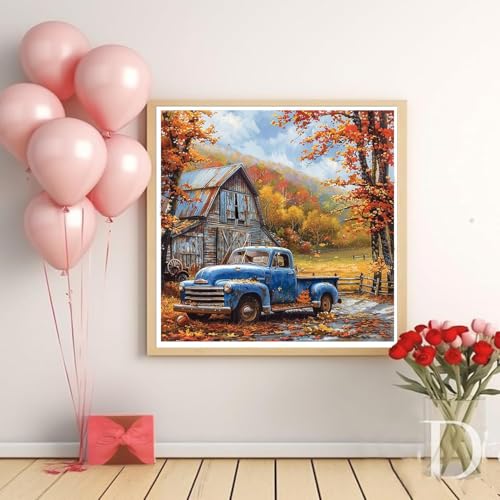 KTHOFCY 5D DIY Diamond Painting Kits for Adults, Wooden Truck Full Drill Embroidery Cross Stitch Crystal Rhinestone Paintings Pictures Arts Wall Decor Painting Dots Kits 11.8X11.8 inch - Image 2