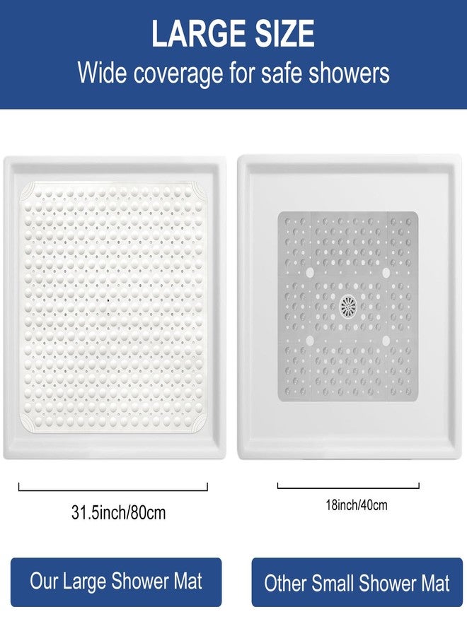 Mofonky Square Shower Mat Non Slip: 32" x 32" Large Shower Mats for Inside Shower - Soft TPE Cuttable Anti Slip Shower Floor Mat with Drain Holes and Suction Cups - Image 2