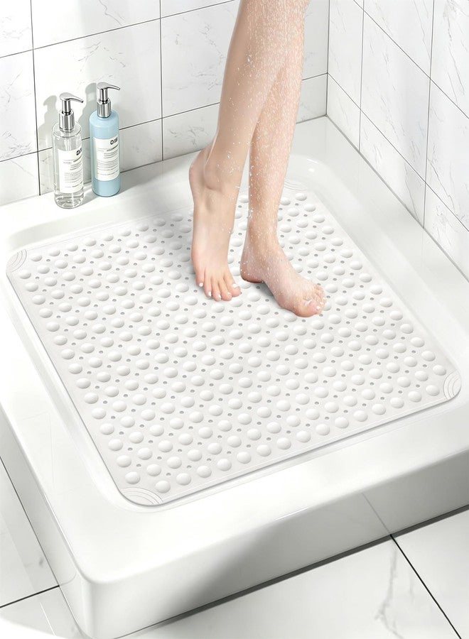 Mofonky Square Shower Mat Non Slip: 32" x 32" Large Shower Mats for Inside Shower - Soft TPE Cuttable Anti Slip Shower Floor Mat with Drain Holes and Suction Cups - Image 1