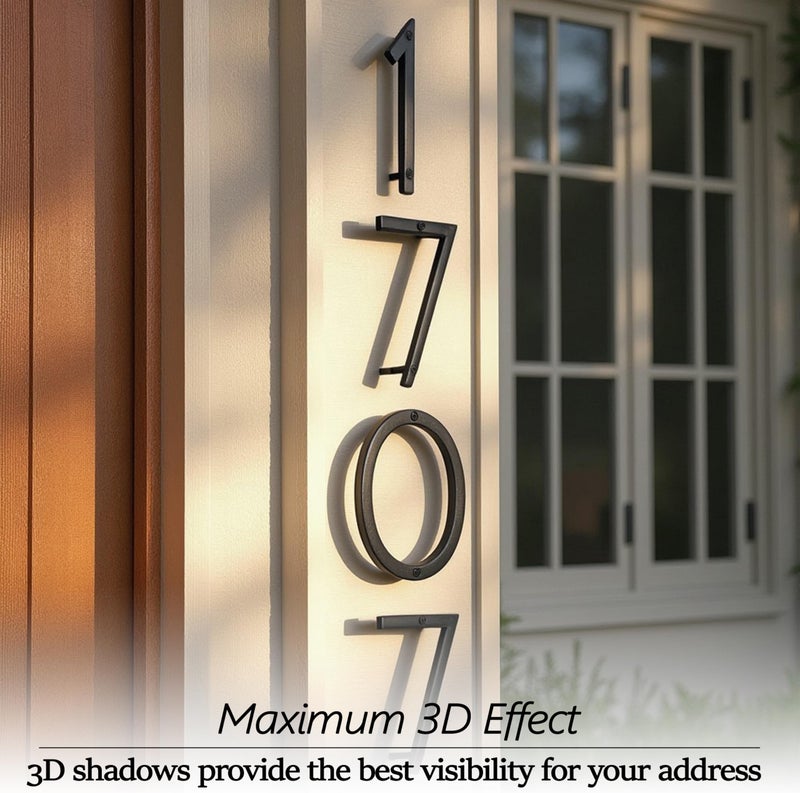 NACH Floating House Numbers, 6 inch Aluminum Black House Numbers for Outside - Number 5, Door Numbers with Mounting Hardware - Image 2
