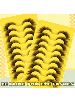 Zegaine Natural Lashes Cat Eye Fluffy False Eyelashes Wispy Mink Lashes That Look Like Extensions Fox Eye Lashes 9 Pairs By Zegaine  - Image 4