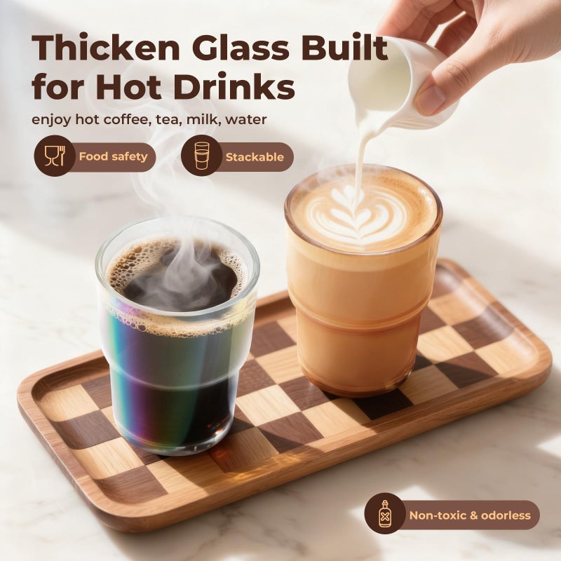 Zukro 13 oz Glass Iced Coffee Cups with Lid and Straw, Leak Proof Glass Tumbler for Ice Tea, Water, Non-Slip Silicone Bottom, Thick Wall Drinking Glasses for Home/Office, BPA Free, Amber & Shrimmer - Image 2