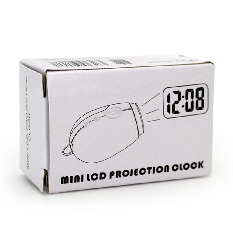 2 pcs Mini Clock Portable Projection Flashlight Night Light Projector Clock with Key Chain with Button Batteries (Black) - Image 1