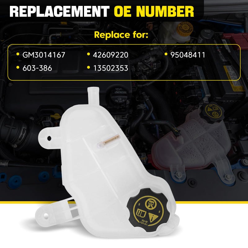 YEHERIT 603-386 Front Engine Coolant Reservoir Recovery Tank with Cap Compatible with Chevrolet Chevy Sonic 1.4L 1.6L 1.8L 2012-2020 Replace for GM3014167 95048411 13502353 42609220 - Image 3