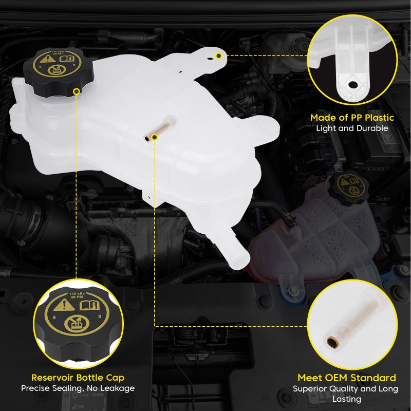 YEHERIT 603-386 Front Engine Coolant Reservoir Recovery Tank with Cap Compatible with Chevrolet Chevy Sonic 1.4L 1.6L 1.8L 2012-2020 Replace for GM3014167 95048411 13502353 42609220 - Image 4