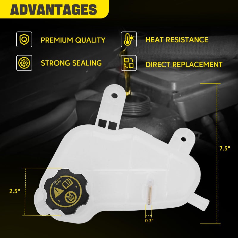 YEHERIT 603-386 Front Engine Coolant Reservoir Recovery Tank with Cap Compatible with Chevrolet Chevy Sonic 1.4L 1.6L 1.8L 2012-2020 Replace for GM3014167 95048411 13502353 42609220 - Image 5