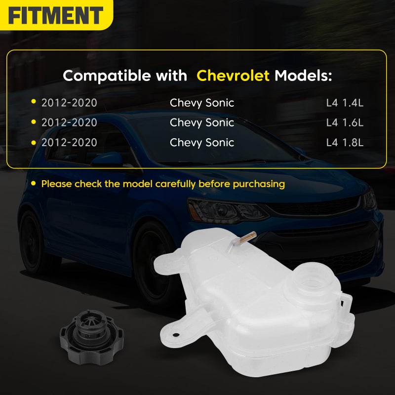 YEHERIT 603-386 Front Engine Coolant Reservoir Recovery Tank with Cap Compatible with Chevrolet Chevy Sonic 1.4L 1.6L 1.8L 2012-2020 Replace for GM3014167 95048411 13502353 42609220 - Image 2