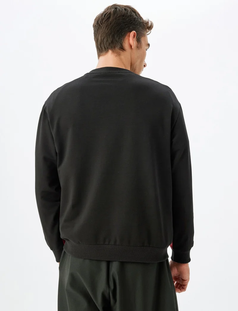 KOTON College Printed Sweatshirt Crew Neck Cotton Blend