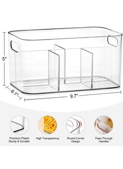 Aozita 2 Pack, 5-Compartment Clear Plastic Bin - Divided Art Supplies, Cosmetic Makeup Caddy Organizer - Multiuse Storage Container for Vanity, Bathroom, Kitchen, Office, Craft, Shower, Cleaning Items  - Image 2