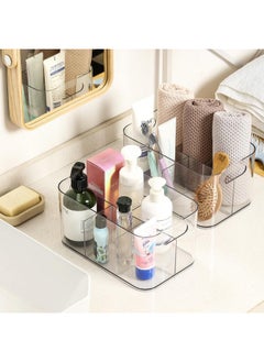 Aozita 2 Pack, 5-Compartment Clear Plastic Bin - Divided Art Supplies, Cosmetic Makeup Caddy Organizer - Multiuse Storage Container for Vanity, Bathroom, Kitchen, Office, Craft, Shower, Cleaning Items  - Image 5