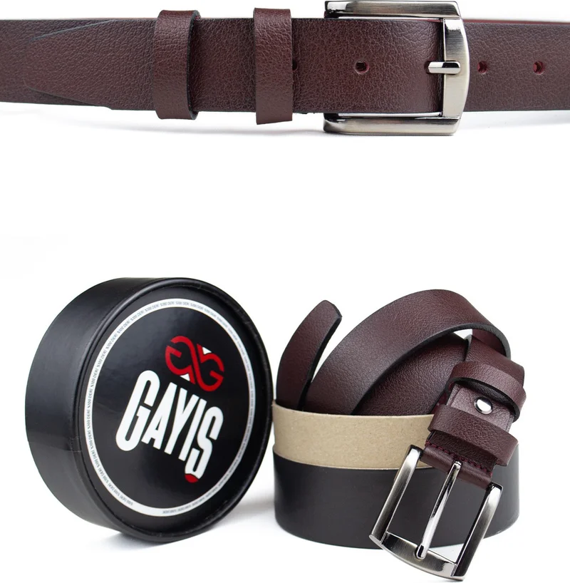Gayış Gaış Special Boxed | Premium 100% Leather One Piece | 3.5cm Men's Cloth Trousers - Suit Belt
