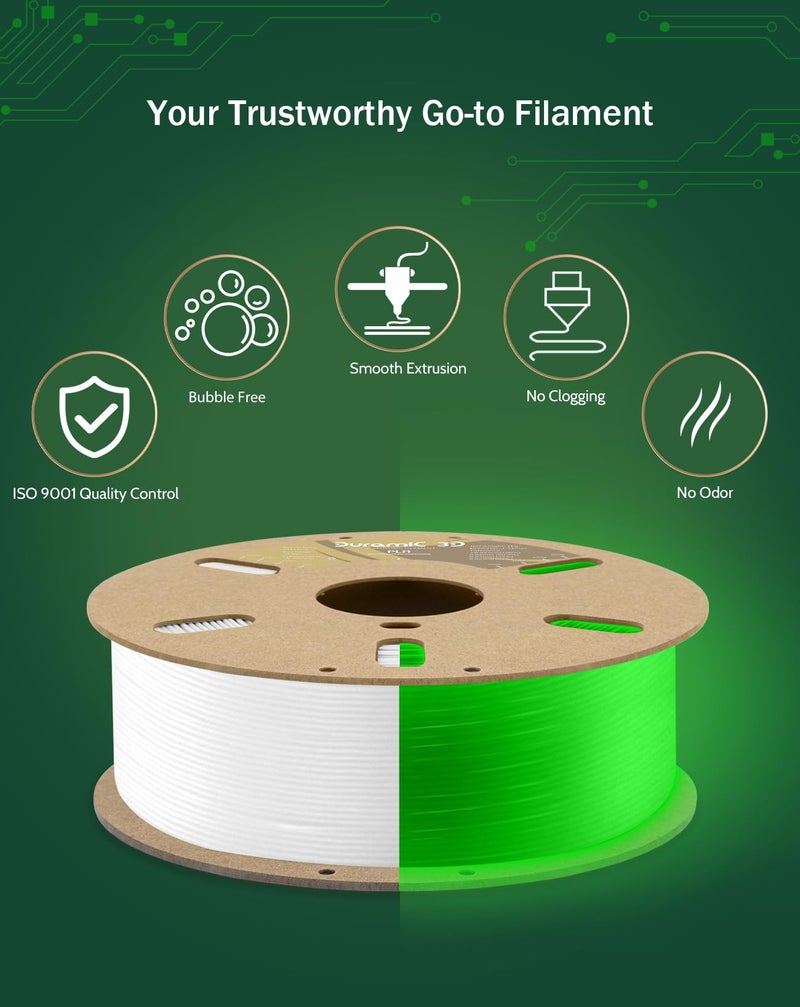 DURAMIC 3D PLA Glow Green in The Dark Filament 1.75mm 3D Printing Filament 1.75mm Dimensional Accuracy +/- 0.05 mm - Image 3
