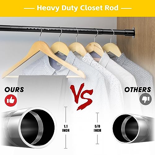 FactionGarden Closet Rod,17 to 96 Inch Adjustable Closet Rods for Hanging Clothes Heavy Duty Closet Hanging Rod Metal Black Closet Poles for Wardrobes - Image 2