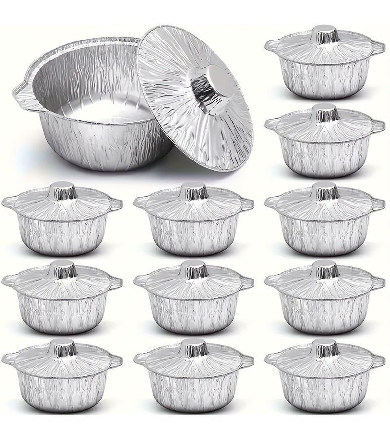 20 Disposable Aluminum Pans with Lids for Cooking Baking and Camping - Image 5
