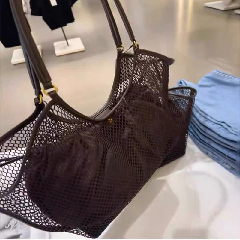 Fashion Woven Shoulder Bag with Lace - Image 1