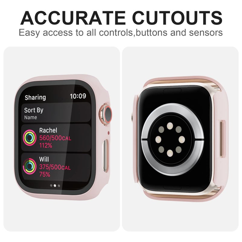 Cuteey 6 Pack Case for Apple Watch 44mm SE 3(2025)SE 2/SE/Series 6/Series 5/Series 4 with Built-in Tempered Glass Screen Protector, Overall Full Protective Bumper PC Cover for iwatch 44mm Accessories - Image 2