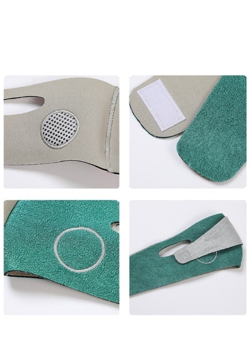 حزام تنحيف الوجه شريط الذقن المزدوج المخفض على شكل حرف V لشريط الذقن  لون أخضر - Image 3