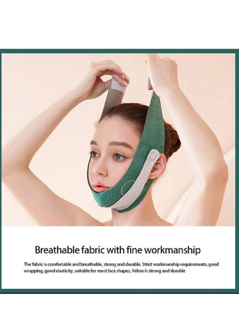 حزام تنحيف الوجه شريط الذقن المزدوج المخفض على شكل حرف V لشريط الذقن  لون أخضر - Image 2