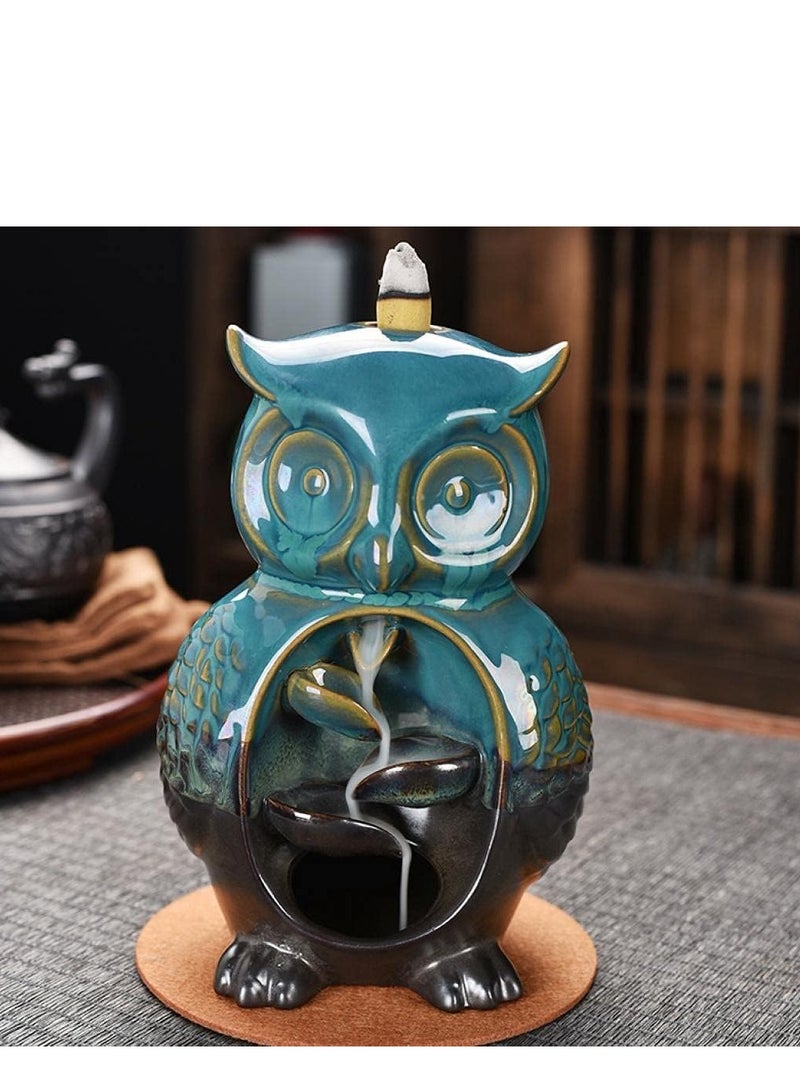 بلان A مبخرة سيراميك بتدفق عكسي على شكل شلال – حامل بخور عطري للتأمل والاسترخاء – ديكور منزلي فاخر لغرفة المعيشة والنوم والمكتب – تصميم فني مميز (بومة) - Image 4