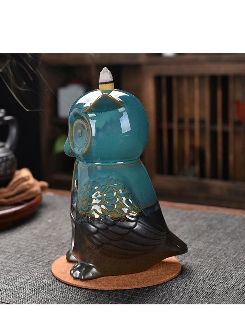 بلان A مبخرة سيراميك بتدفق عكسي على شكل شلال – حامل بخور عطري للتأمل والاسترخاء – ديكور منزلي فاخر لغرفة المعيشة والنوم والمكتب – تصميم فني مميز (بومة) - Image 2