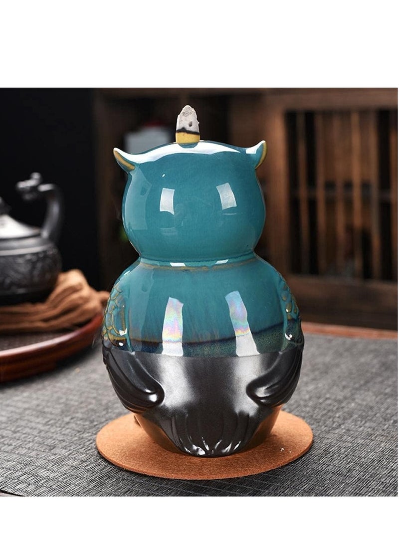 بلان A مبخرة سيراميك بتدفق عكسي على شكل شلال – حامل بخور عطري للتأمل والاسترخاء – ديكور منزلي فاخر لغرفة المعيشة والنوم والمكتب – تصميم فني مميز (بومة) - Image 5