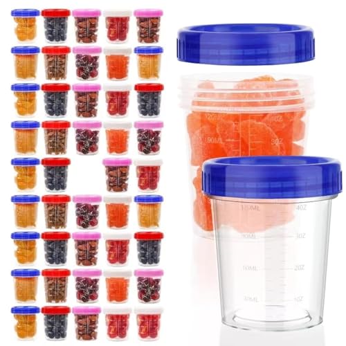 XSEINO 44 Pack 4oz Salad Dressing Container to Go,Small Containers with Lids Leakproof Condiment Containers with Screw Lids Reusable Stackable Plastic Dip Sauce Containers - Image 1