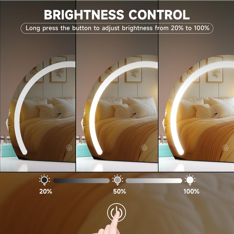 Hasipu Vanity Mirror with Lights, 13.8" x 10.7" LED Makeup Mirror, Lighted Makeup Mirror with Lights, Smart Touch Control 3 Colors Dimmable Mirror, White - Image 3