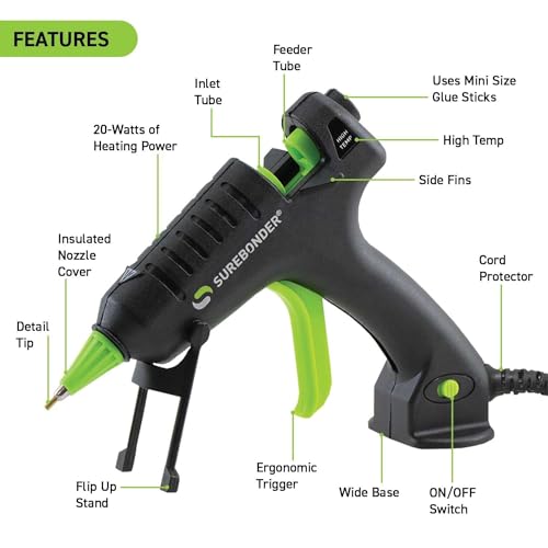 Surebonder H-195F Mini Specialty Series 20 Watt High Temperature Detail Hot Glue Gun - Image 3