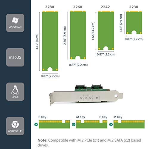 StarTech.com 3-port M.2 SSD (NGFF) Adapter Card - Supports 1x PCIe (NVMe) M.2 SSD, 2x SATA III M.2 SSDs - PCIe 3.0 Adapter , TAA (PEXM2SAT32N1) - Image 3