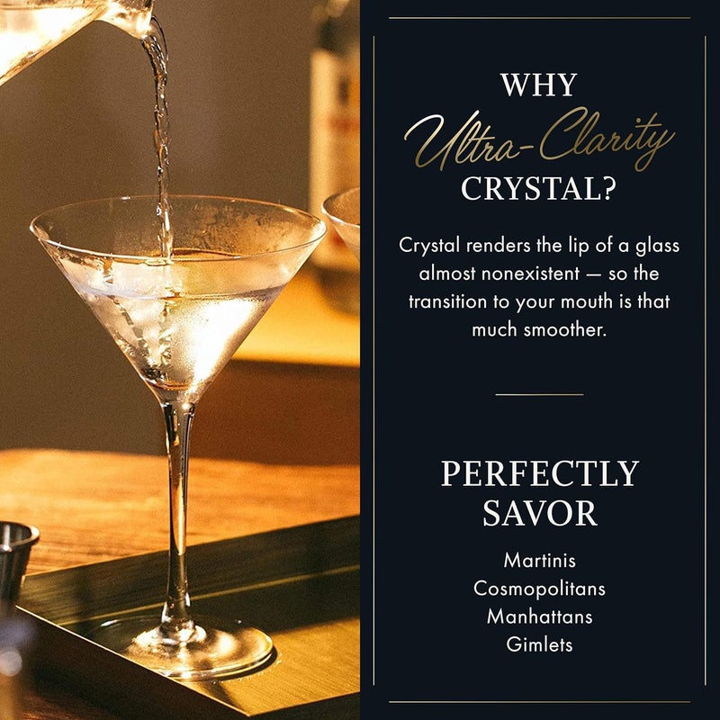 Elixir Glassware Martini Glasses Set of 4-9 oz - Hand Blown Crystal Martini Glasses with Stem - Elegant Cocktail Glasses, Martini Glass Set of 4, Crystal Glasses, Housewarming Gifts for Women Men - Image 5